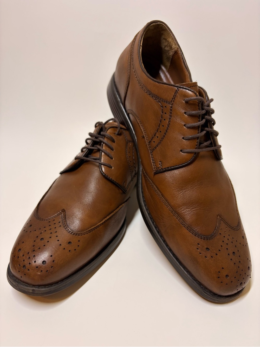 Johnston Murphy XC4 Wingtip Brogue Shoes Brown Leather 10.5 M 15-8035